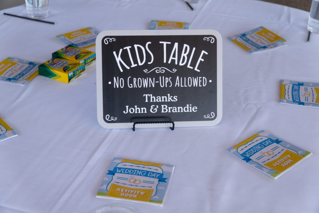 Kids Table Sign Photo by wedding Photographer